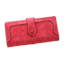 Fashion Women Lady Clutch PU Leather Matte Wallet Long-Maroon