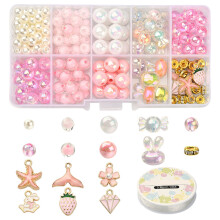5Sets Bastelset Schmuck Rosa Perlen Armband Kreativ Set Für