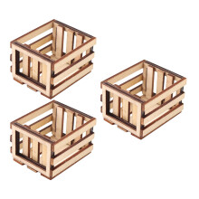18Ud Pequeñas Cestas Mini Madera Marrón Claro Para Adorno Y
