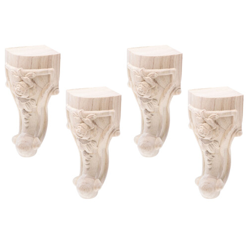 8Ud Patas Decorativas Beige De Madera Tallada Para Muebles