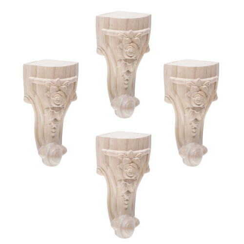 8Ud Patas Decorativas Beige De Madera Tallada Para Muebles 1