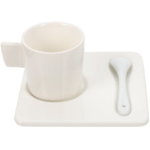 2Jgo Juego De Tazas De Café Y Leche Cerámicas Blancas,
