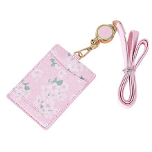Cute FlowersPU Leather Bus ID Credit Card Holder for Case-Pink