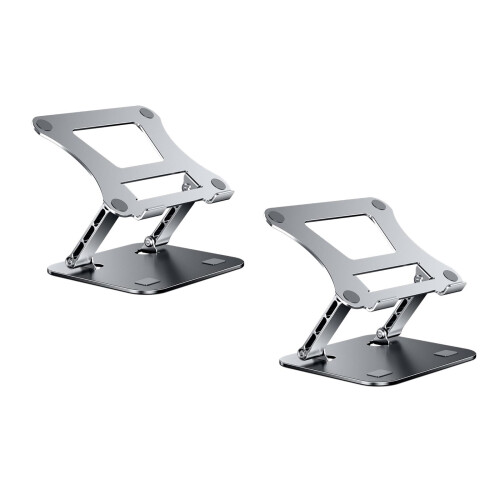 2Ud Elevador Estable Para Laptop Aluminio Plata Soporte Ergonómico 2