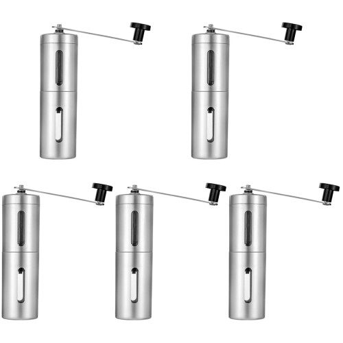 5Ud Mini Molino Manual Café Con Y Compacto Plata 1