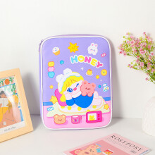 Korean Cartoon Laptop Faux Leather Sleeve Carrying for-Purple