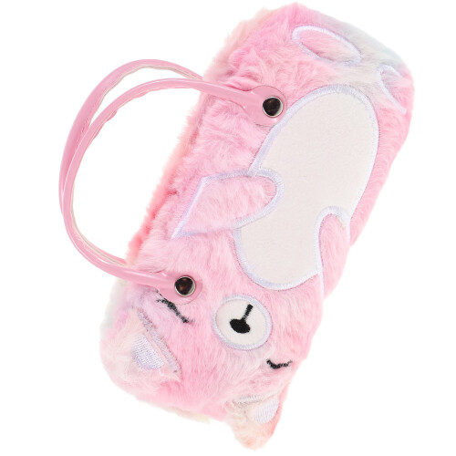 2Pcs Plush Eyeglass Case Cute Bear Soft Protective Hard Shell for Kids