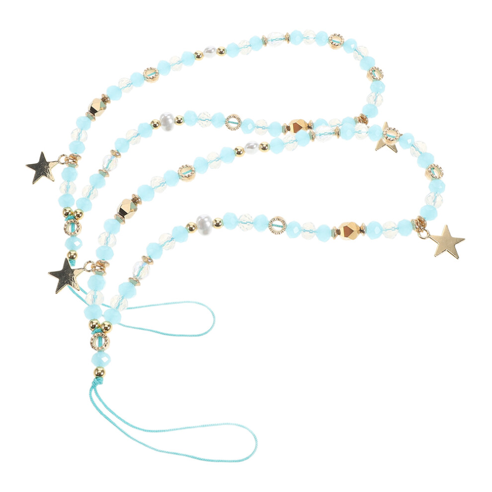 Photos - Other for Mobile 6Pcs Universal Cell Phone Beaded Wrist Strap Sky-Blue Star Pendant