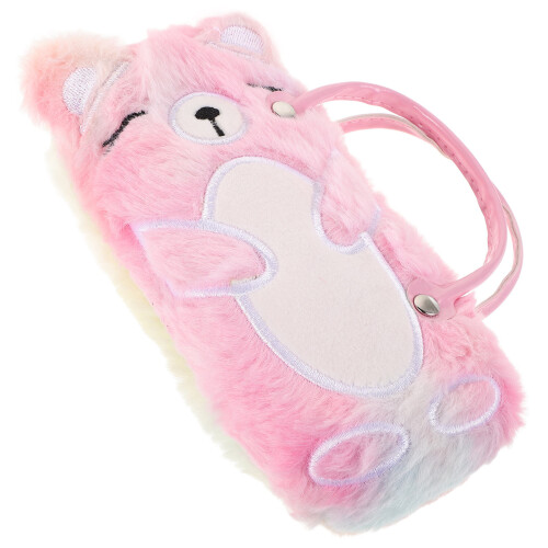 2Pcs Plush Eyeglass Case Cute Bear Soft Protective Hard Shell for Kids 2