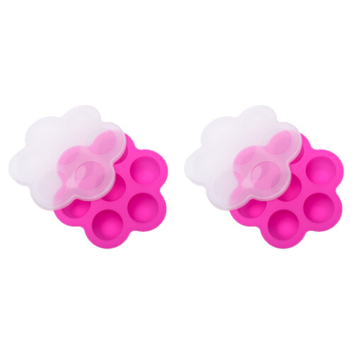 2Pièces Conteneur Alimentaire Silicone Pour Bébé 7 Compartiments Rose 1