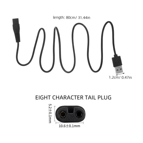 6Pièces Câble De Charge Noir Pour Rasoir Électrique Durable 1