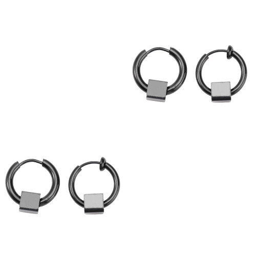 4Pièces Clips D'oreilles Punk Noir Design Unique Et Confortable 2
