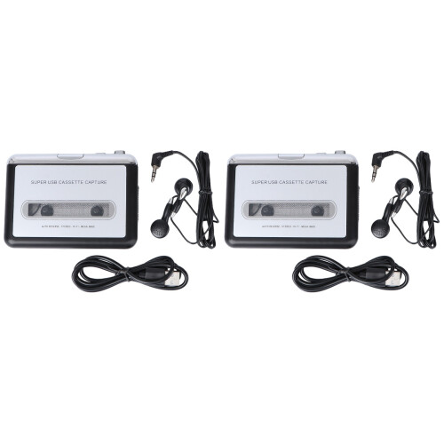 2Pièces Convertisseur De Cassette USB Argent Pour Écoute Mp3 Portable 1