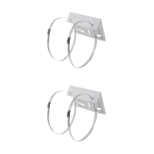 2Pièces Support De Poteau En Acier Durable Argenté Pour Caméra Cctv 1