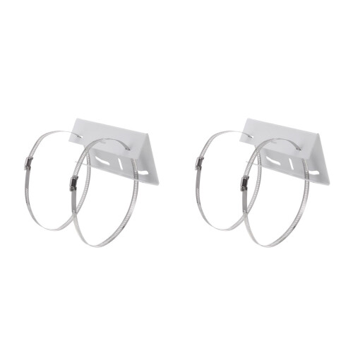 2Pièces Support De Poteau En Acier Durable Argenté Pour Caméra Cctv 2
