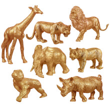 2Pz Ornamenti Animali Dorati in PVC Simulati Giocattoli Educativi