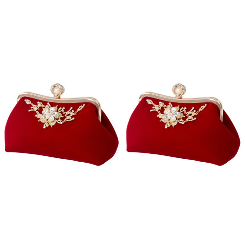 2Pz Pochette Party Rosso Velluto Design Chic E Raffinato 1