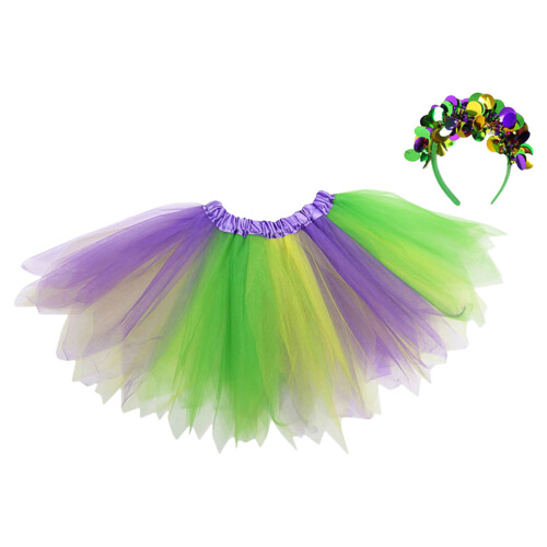 2Set Costume Mardi Gras Fasce E Gonne Tutu Per