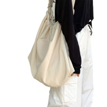 Casual schoudertas met trekkoord Grote capaciteit tas voor-Beige