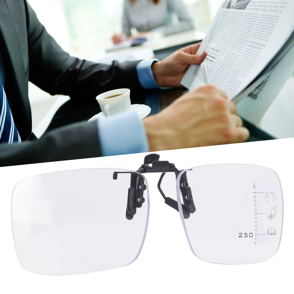 Blue Elderly +2.50 Clip-On Multifocus Glasses For Clear Vision And Blocking