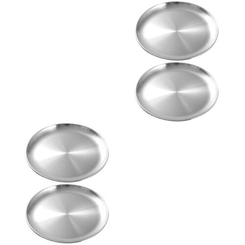 4Stk Snack Dish Barbecue Platte Langlebig Silber 2