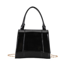 Womens effen kleur schoudertas Vintage PU lederen-Zwart