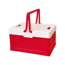 Foldable Plastic Storage Box for Camping Home Use-S Red