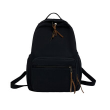 Mode Canvas Schoolrugzak Laptop Rugzak Schooltas voor-Zwart