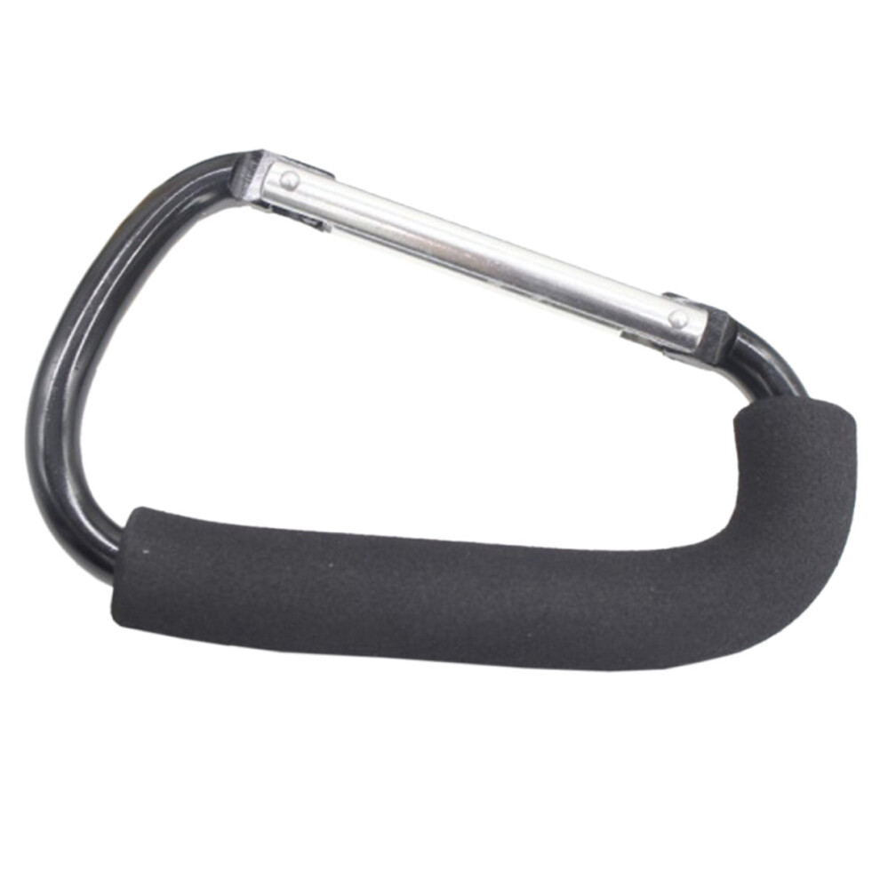 Stroller Hooks with Large Carabiner, Soft Rubber Cushion-Grip for Comfortable Grip, Heavy-Duty Lightweight Aluminum Alloy Clip for Strollers and Shopp