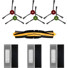 Kit de limpeza de cantos para aspirador robô, 6 escovas laterais, 3 filtros HEPA de alta eficiência, 1 escova principal, substituição lavável e