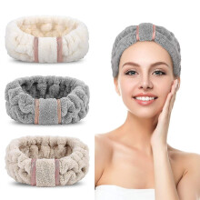 Luxe spa-gezichtshaarbandenset, elastisch microvezel kasjmier voor het in model houden van het haar, absorberend en zacht voor alle haartypes,