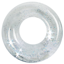 Materassini gonfiabili con paillettes arcobaleno, in vinile resistente, ideali per feste in piscina indimenticabili, senza perdite garantite.