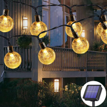 Op zonne-energie werkende kristallen bollampen voor terras, tuin, feest, bruiloft en buitendecoratie. 8 lichtstanden, waterdicht, eenvoudig te