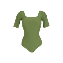 Bodysuit For Women, Square Neck Short Sleeve Slim Fit Stretchy Casual Daily Wear Top, Skin-friendly Elastic Figure-flattering Women's Jumpsuit, Perfec
