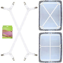 Durable and Adjustable Sheet Straps, Nickel-plated Stainless Steel Clips for Crisscross Fitted Sheet Clips (2 Pieces)
