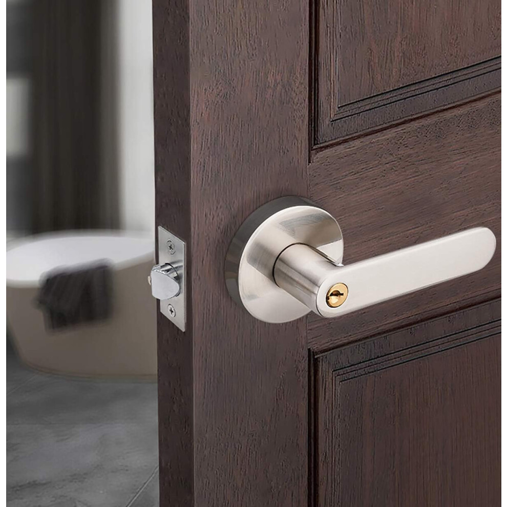 Adjustable Backset Reversible Handles, Satin Nickel Finish Privacy Door Locks With Easy Installation For Cloakroom, Laundry, Office Doors (High 9169997204899