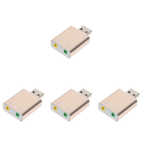 4Pièces Son USB Or, Adaptateur Audio 3.5mm, Aluminium Résistant 1