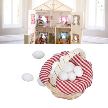 Miniatur-Häuschen-Ei-Korb mit rotem Karomuster, 1,5 cm, geflochtenes Design