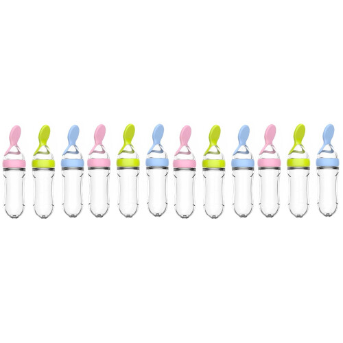 12Pièces Flacons Repas Bébé Silicone Multicolores Faciles À Nettoyer 1