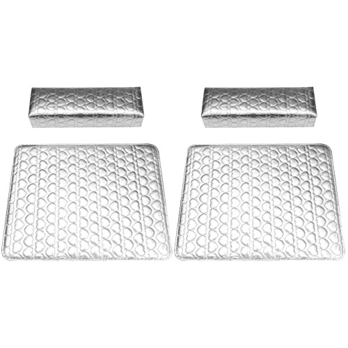 2Pièces Coussin Poignet Argenté PU Cuir Support Stable Pour 1