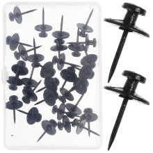 60Pièces Punaises Tête Plate Métal Noir Pour Carte Et Mur D'affichage