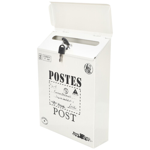 2Pcs Wall Mount Iron Mailbox Beige Vintage Post Box for Home