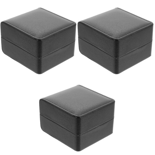 3Pcs PU Single Watch Storage Case Organizer Display Box Black 2