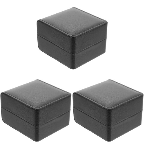 3Pcs PU Single Watch Storage Case Organizer Display Box Black 1