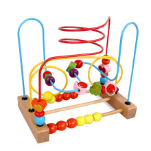 2Pcs Around Beads Educational Toy Wooden Cartoon Kids Counting Beads