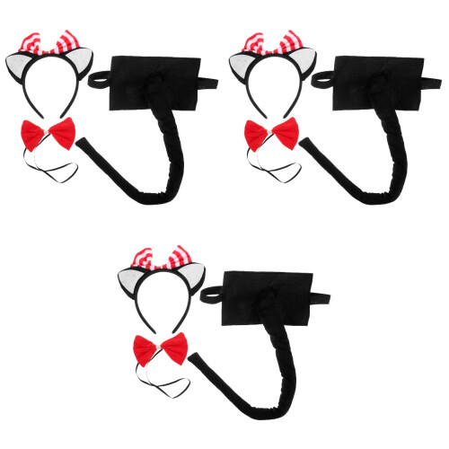 3Set Set Costume Gatto Con Orecchie Tessuto Decorativo Per 2