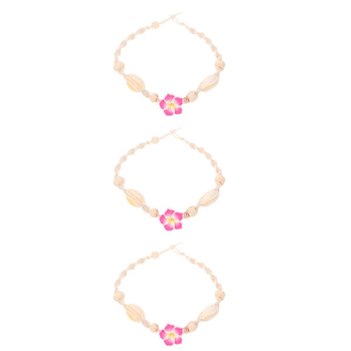 3Pz Cavigliere Con Fiori E Conchiglie Colorate Per 2