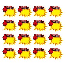 200Pz Sticker Promozionali Gialli Per Negozi