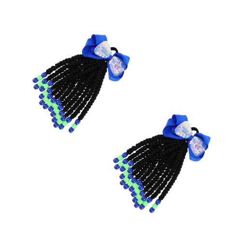 2Pz Extension Ponytail Con Fiocco E Perline Per 2