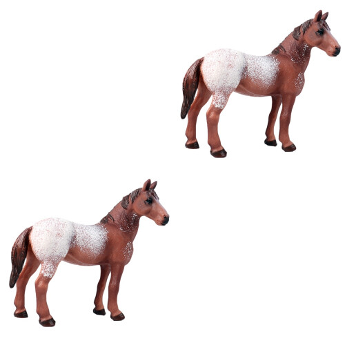 2Pz Figurina Cavallo Realistica in PVC Marrone Per Casa 2